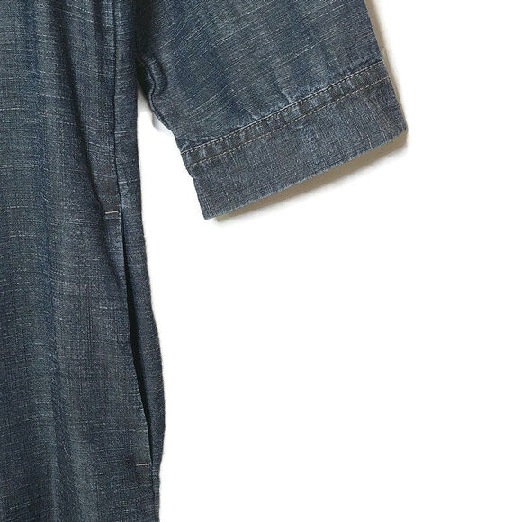 J Jill Linen Blend Chambray Blue Scoop Neck Midi Dress Relaxed Fit Casual Size S - Picture 4 of 12